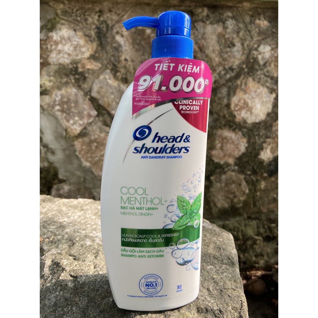DẦU GỘI ĐẦU HEAD &amp; SHOULDERS BẠC HÀ MÁT LẠNH COOL MENTHOL 850ML
