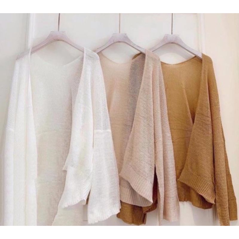 Áo khoác cardigan len mỏng, tay phồng, form rộng- dài,áo khoác ngoài cho nữ, áo khoác phối đầm dây, mềm mại.
