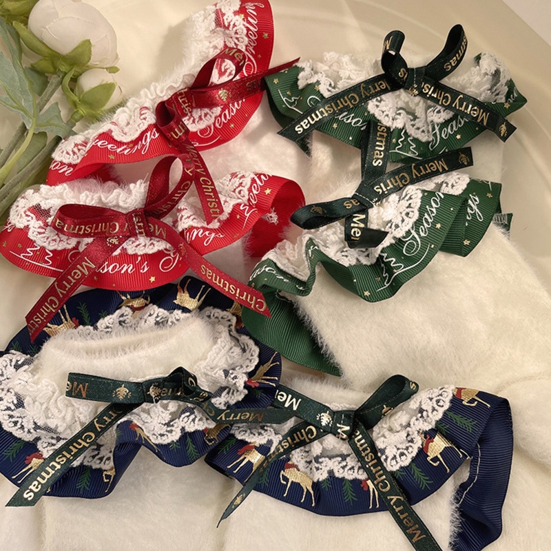 Xiangbao Vớ Ngắn Tới Mắt Cá Chân Phối Ren Ruy Băng Lông Xù Ấm Áp In Chữ Giáng Sinh Cho Nữ