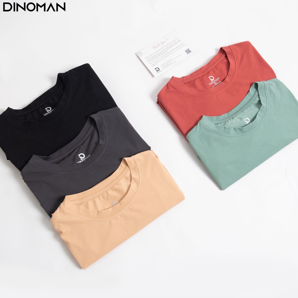 Áo Thun Basic Cổ Tròn DINOMAN Chất liệu Cotton 100% Co Giãn Dày Dặn Siêu Thoáng Mát Form Regular Fit