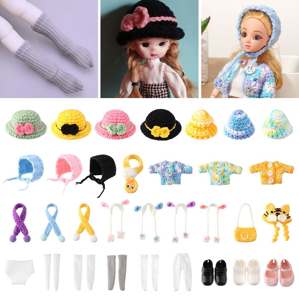 RAINBOW Kids Casual Doll Clothes Handmade Doll Hats Mini Knitted Sweater 1/61/8 BJD Dolls Doll Tops DIY Gift Toys Multicolored Doll Socks Accessories