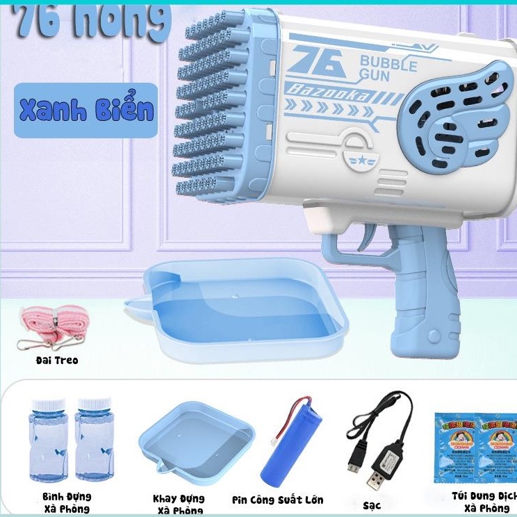 Đồ chơi Phun  bong bóng 76 nòng ,76 cao cấp có đèn , siêu cấp nhất dùng pin sạc cực chất