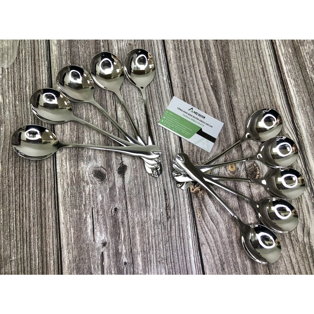Thìa muỗng đầu tròn inox 304 - GNT195030 cao cấp sang  trọng phong cách Châu Âu sáng bóng bền đẹp