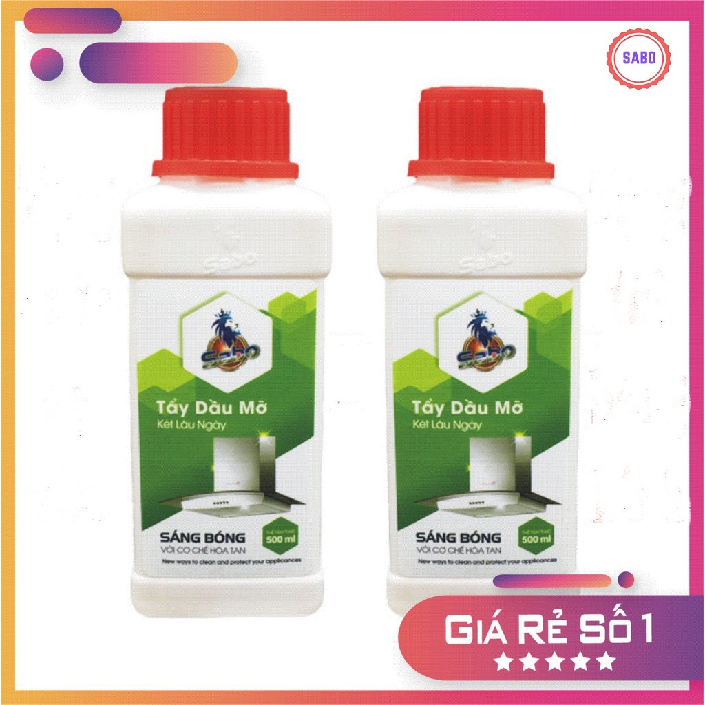 Combo 2 chai tẩy dầu mỡ két lâu năm máy hút mùi Sabo-M loại 500ml không mùi