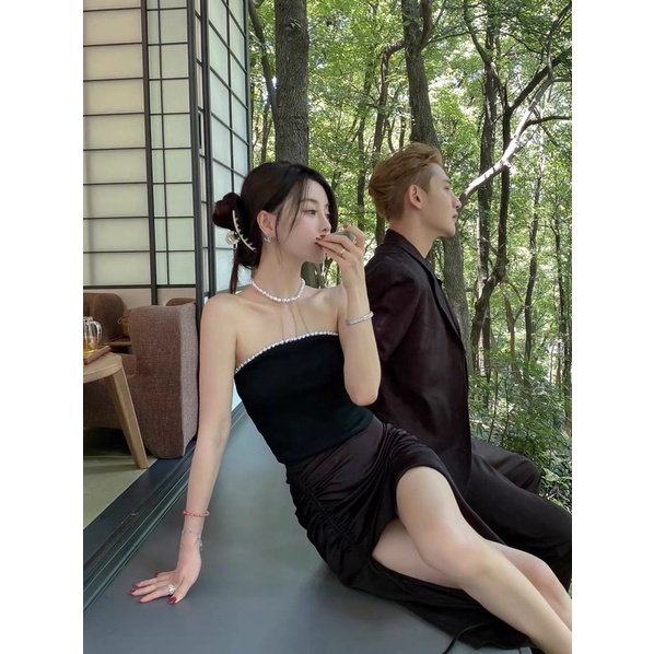 ÁO KÈM CHOCKER CỔ ÁO QUYẾN RŨ NHẸ NHÀNG PHONG CÁCH HÀN QUỐC
