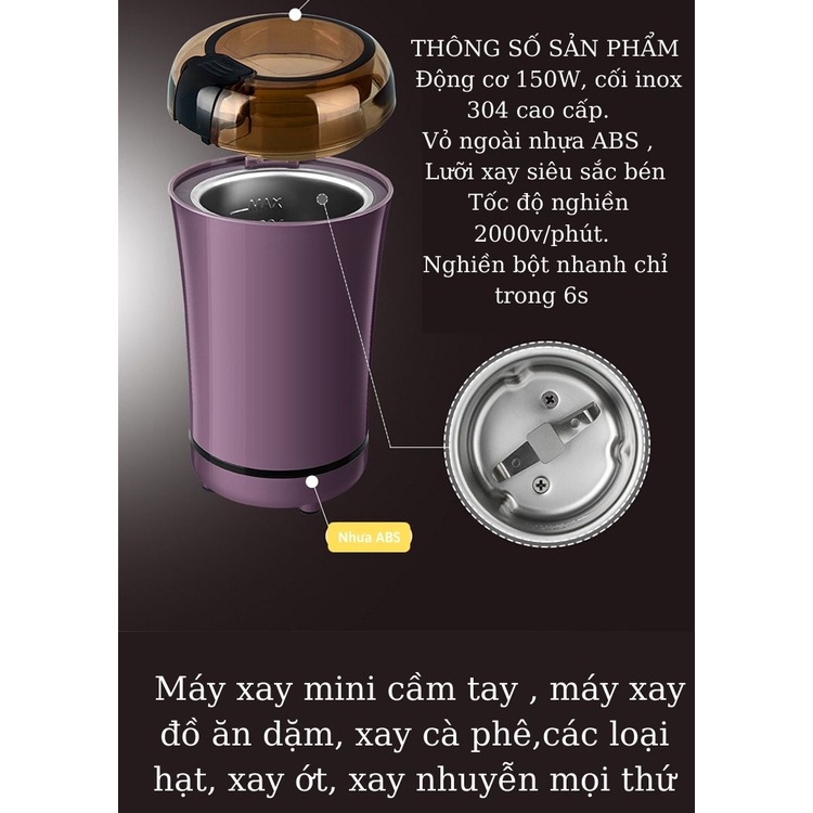 [HCM - Mẫu mới 2022] Máy xay cà phê bột đa năng mini Máy nghiền bột siêu mịn  Xay Ngũ Cốc, Cafe, Các hạt gia vị...