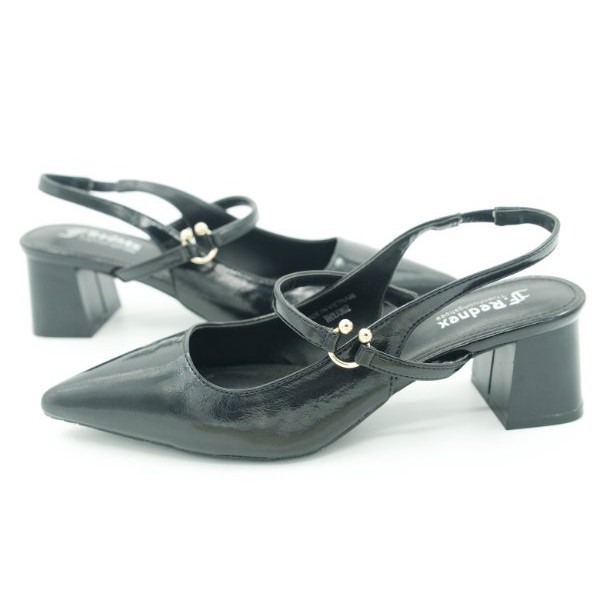 Giày Sandal Cao Gót Nữ F.REDNEX Mũi Nhọn Đế Trụ Phối Quai Hậu 5CM Chất Da Bóng Đẹp Cao Cấp - TH13362