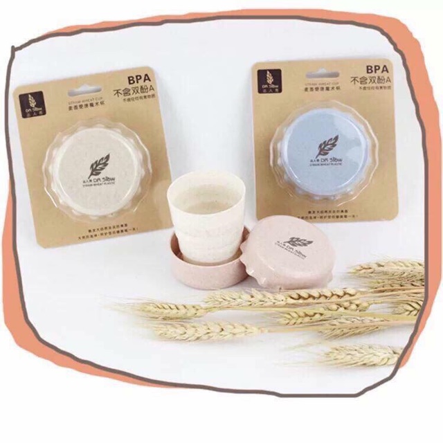 Cốc gấp gọn lúa mạch+ dây đeo