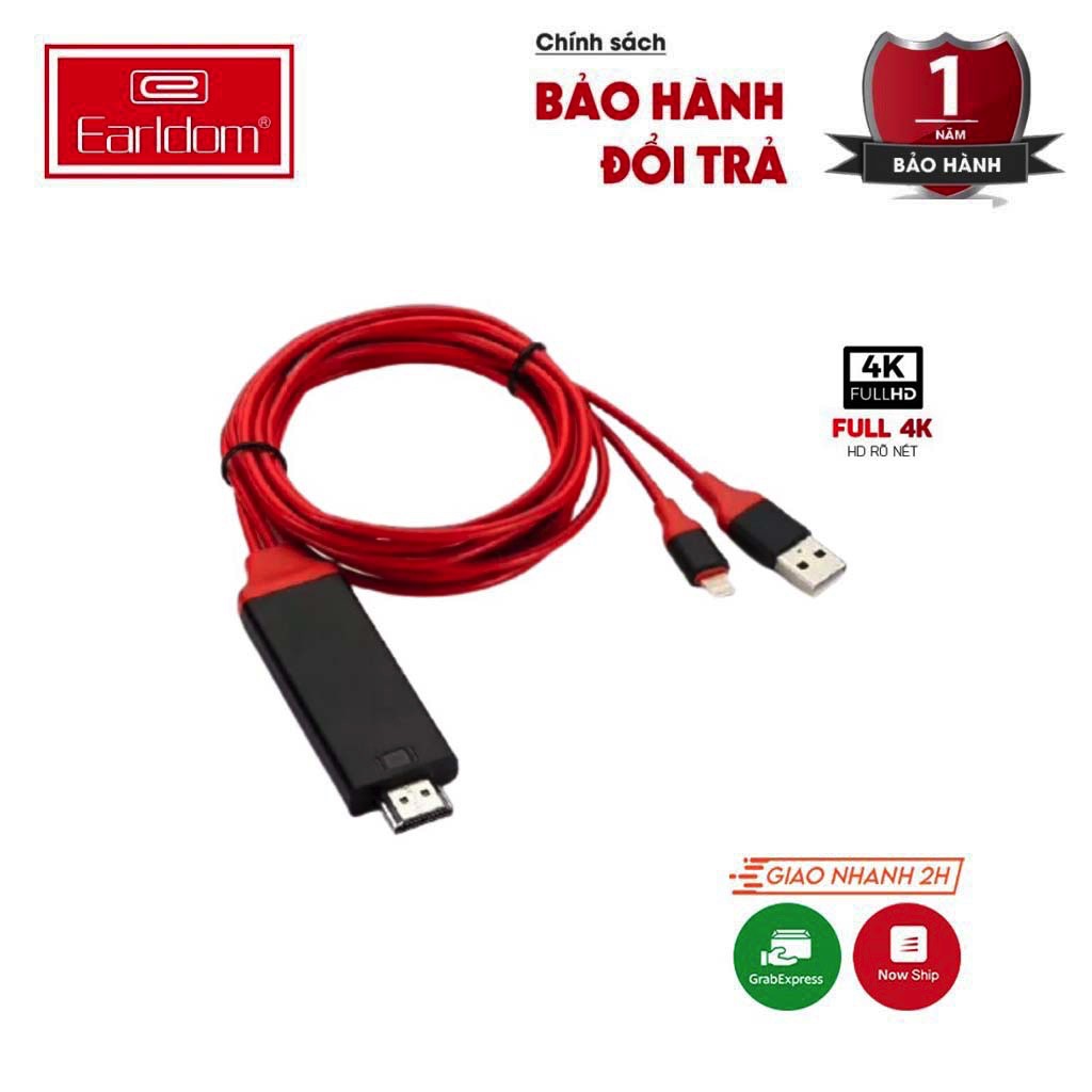 Dây Cáp HDMI Iphone Earldom W5 tivi, chơi game, máy chiếu, chuẩn full HD - BH 1 Năm