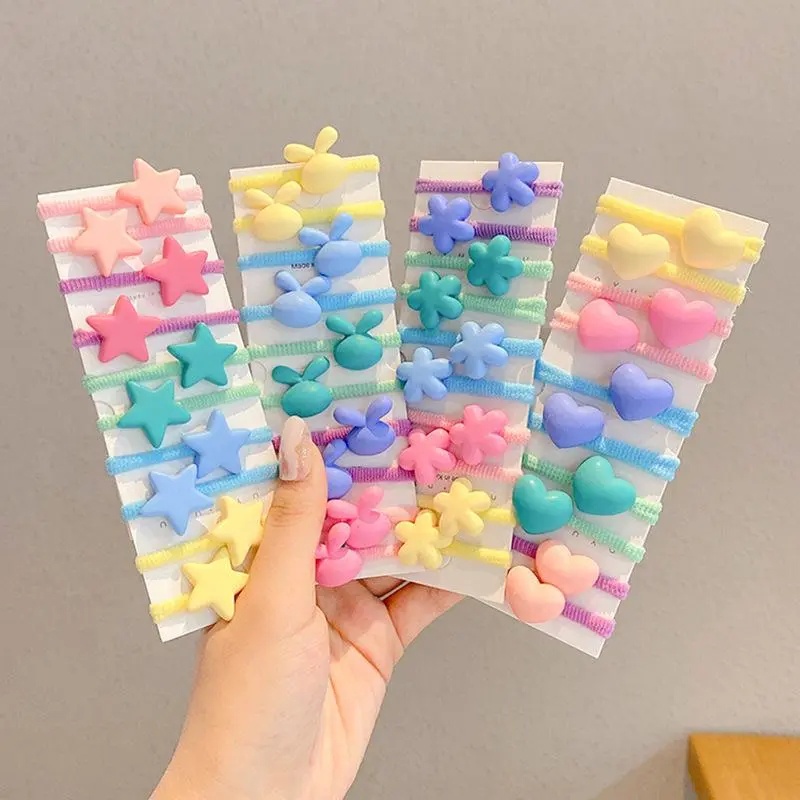 PVN48570 Set 10 Dây Cột Tóc Co Giãn Hình Trái Tim Nhỏ Dễ Thương Cho Bé Gái Giá Rẻ