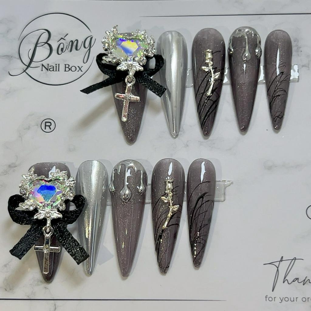 Nailbox móng úp thiết kế tráng gương cá tính ( HOẢ TỐC HCM ) B148