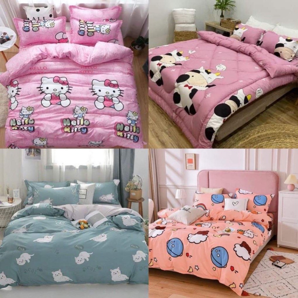 Drap Trải Giường, Bộ Ga Gối Trải Giường Mẫu Mới Nhiều Kích Thước MẪU TIM TRẮNG XANH