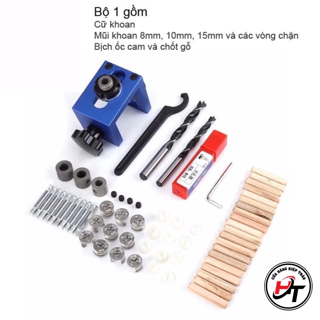 Bộ cữ khoan ốc cam cử khoan liên kết chốt gỗ 08350 bản rút gọn BCKOC-RG-08350