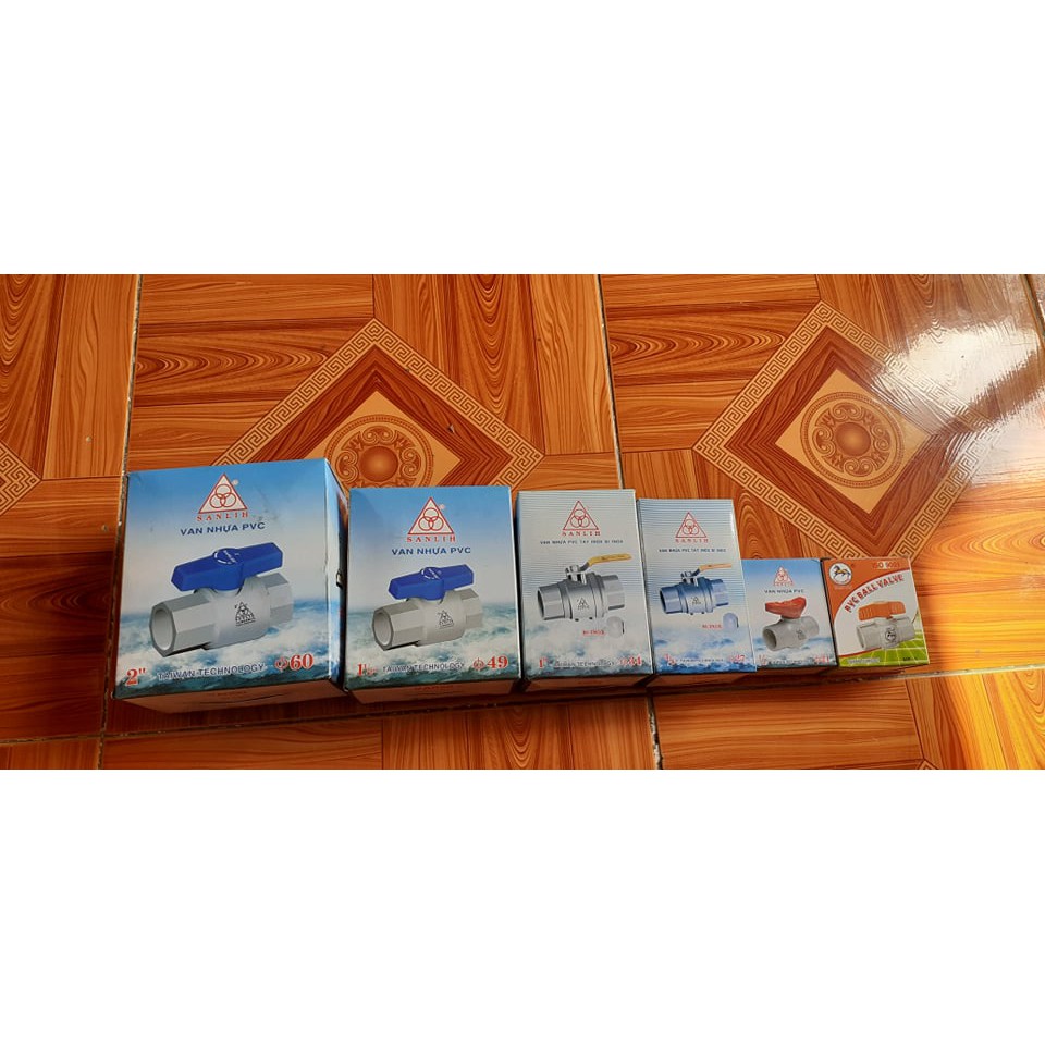 Van nhựa PVC phi 60, 49, 42, 34, 27, 21 SanLih Made in: TAIWAN [van khóa nhựa]