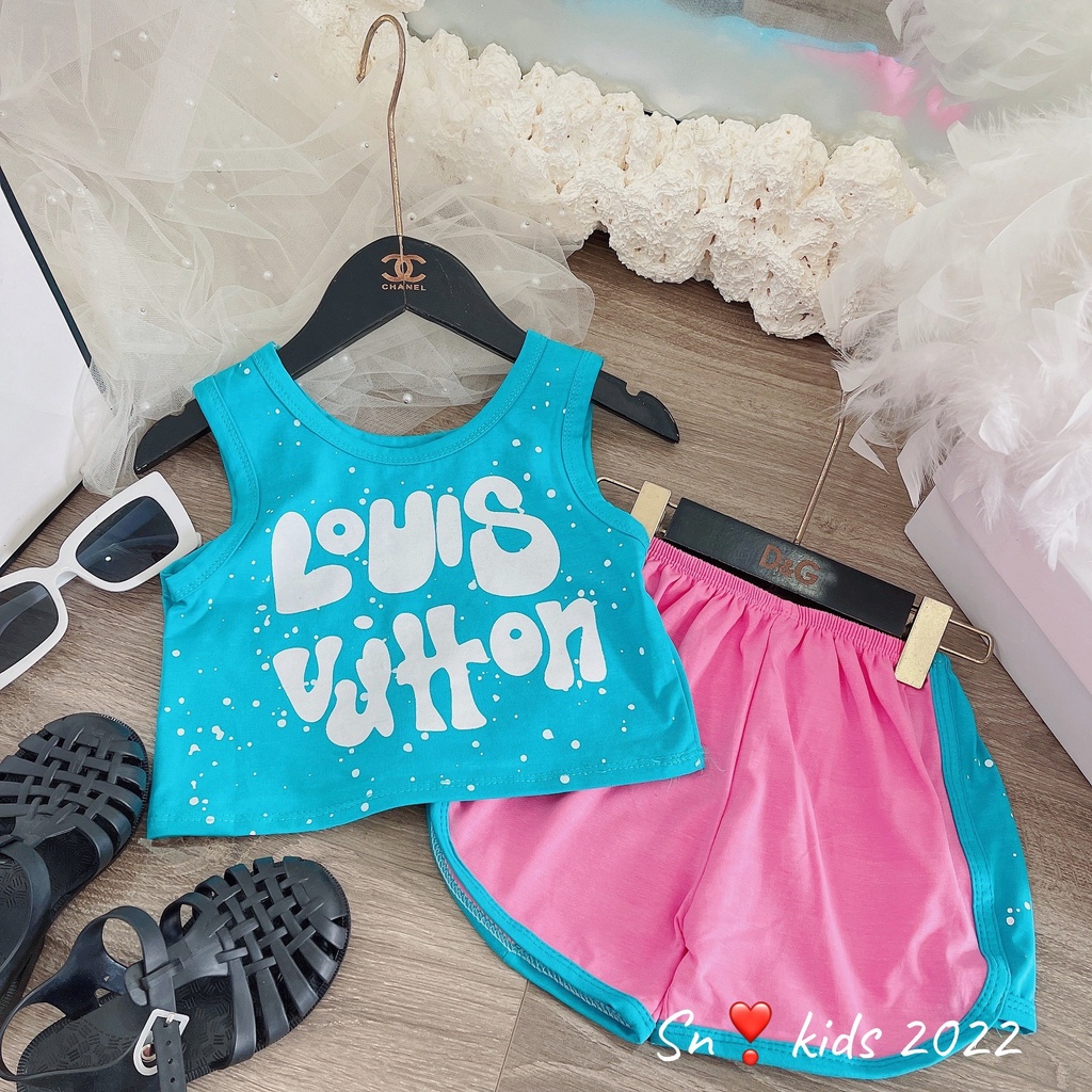 Bộ hè bé gái, bộ quần áo phối màu lạ mắt Louis cho bé sz 10-35kg