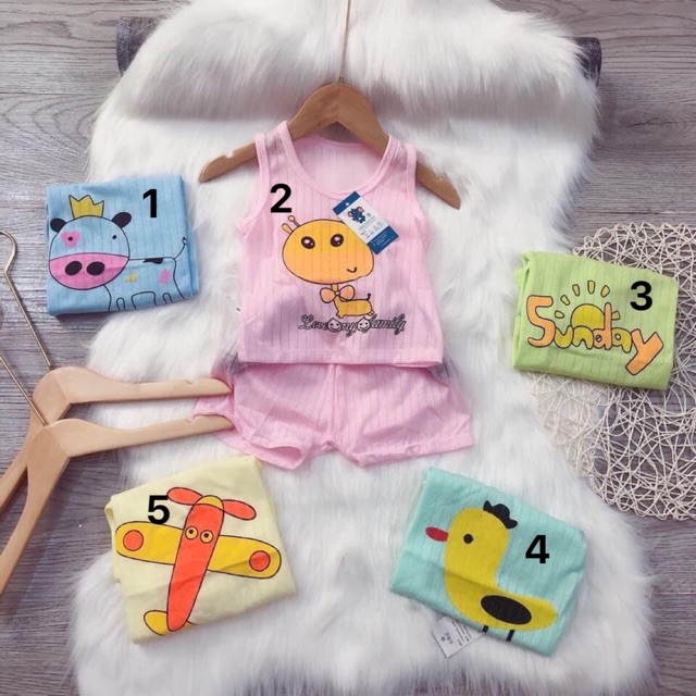 Bộ sơ sinh ba lỗ cotton giấy thoáng mát cho bé trai bé gái - SS3L