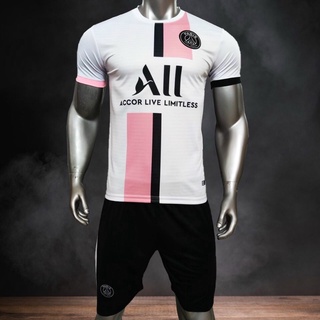 Quần áo bóng đá CLB PSG Trắng hồng Vải thun lạnh cao cấp