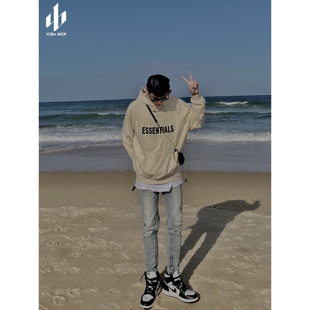 [VOUCHER 50K] ÁO HOODIE FORM RỘNG CHUẨN ÂU VẢI NỈ DÀY VỪA XỊN MỊN LOGO ESS NỔI (ảnh thật 100% tự chụp)