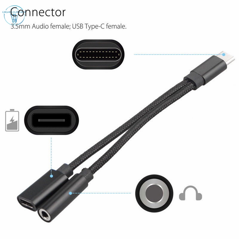 Dây Cáp Chuyển Đổi Cổng Type-C Sang 3.5mm 2 Trong 1