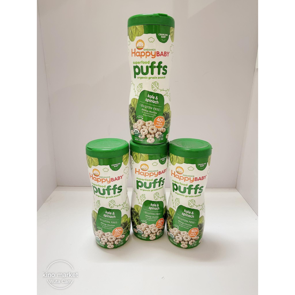 {2022} Bánh Ăn Dặm Happy Baby Organic Puffs 60g - Hàng Air