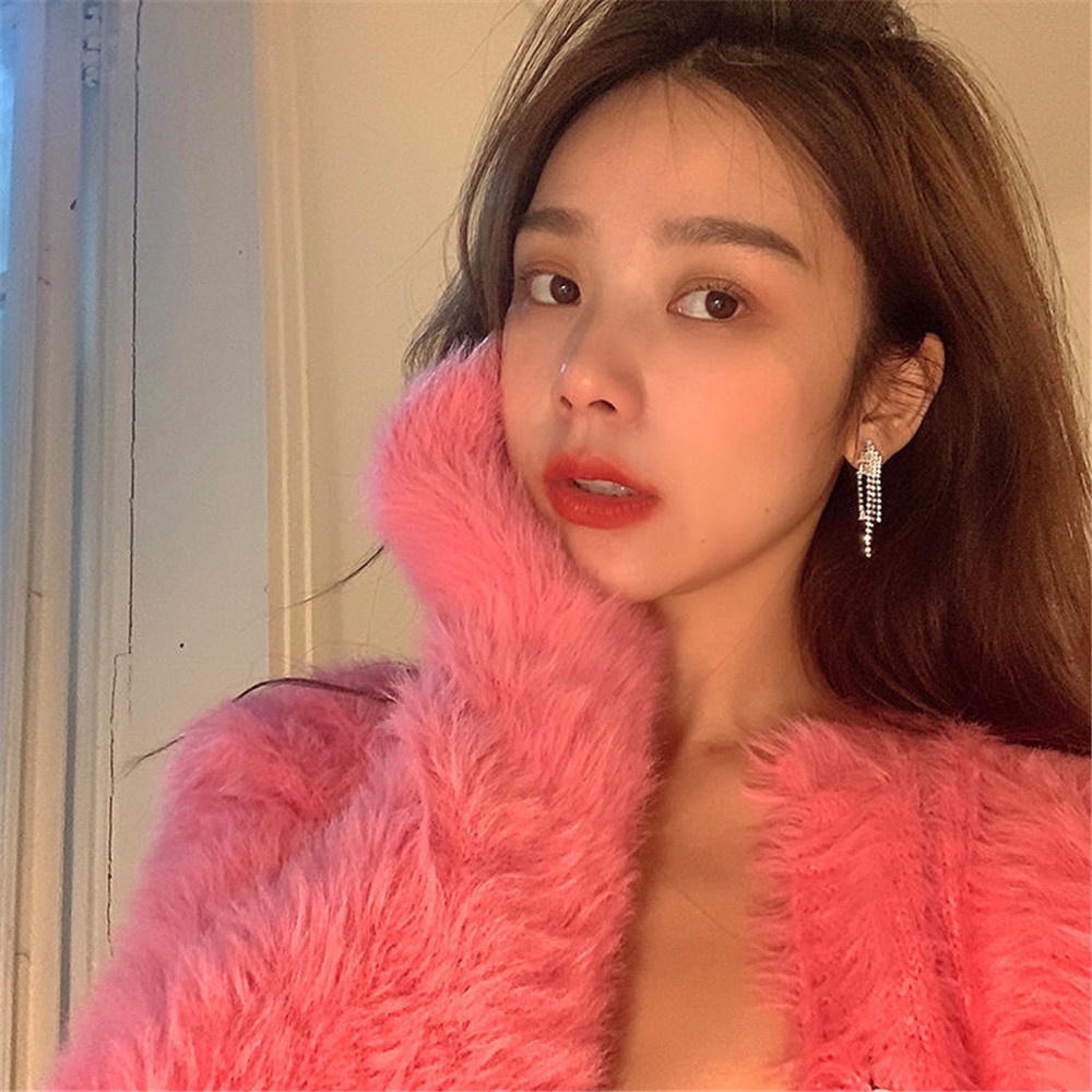 Bông Tai Mạ Bạc Dáng Dài Đính Đá Thanh Lịch Cho Nữ