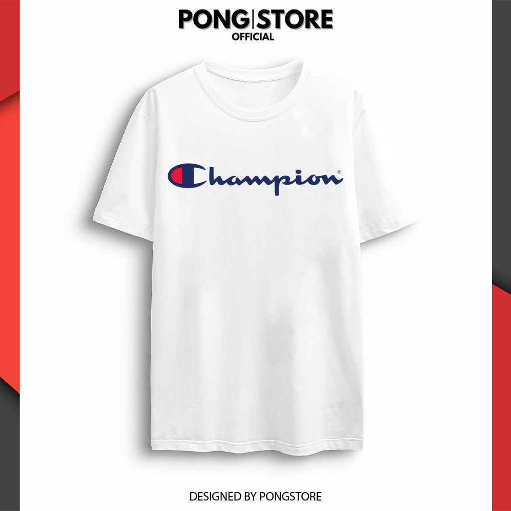 Áo thun unisex form rộng Logo Brand Champio, áo thun cổ tròn tay lỡ unisex chất thun mềm mịn thấm hút mồ hôi