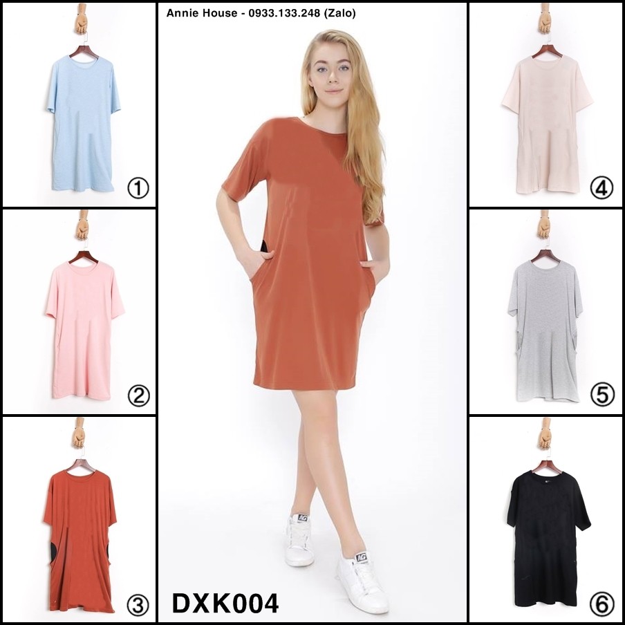 Đầm thun trơn form suông VNXK DXK004 | Shopee Việt Nam