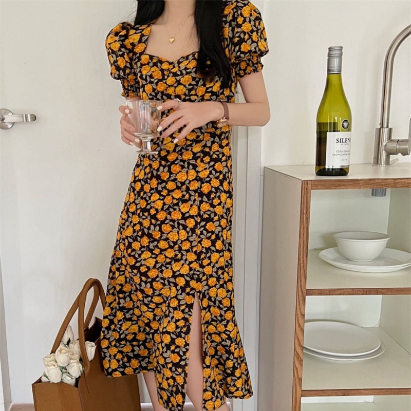 Đầm Perty tay phồng in hoa thiết kế mới thời trang mùa hè dành cho nữ