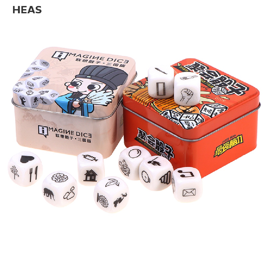 He Story Dice Puzzle Board Game Telling Story Metal Boxes  with Children Game id