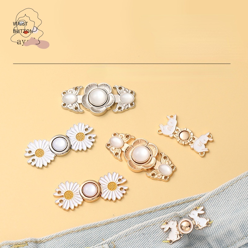 Bộ Nút Bấm Điều Chỉnh Thắt Lưng Bằng Kim Loại Phong Cách Retro