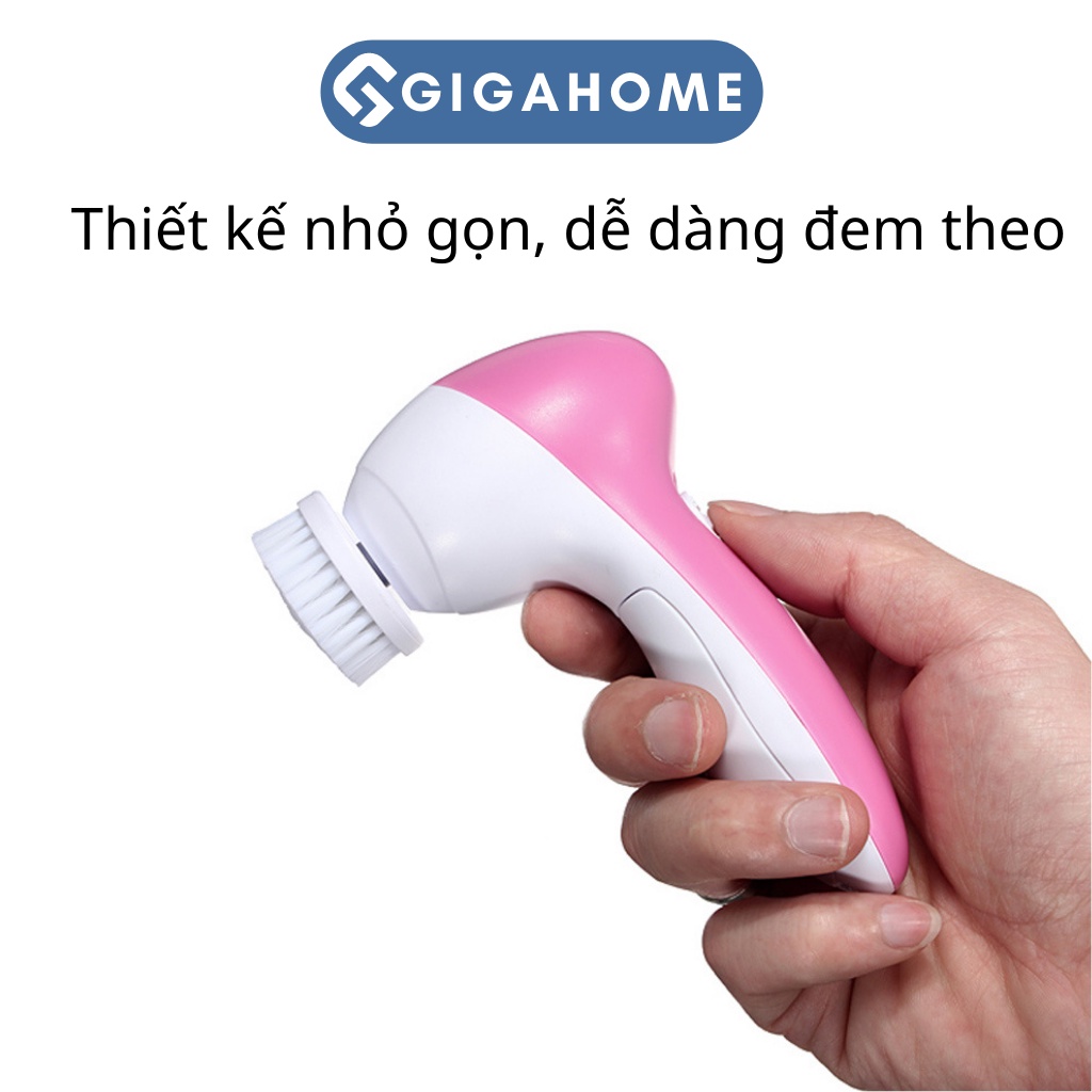 Máy Rửa Mặt Massage, Tẩy Da Chết GIGAHOME Tặng 5 Đầu Thay Thế Đa Năng 2200