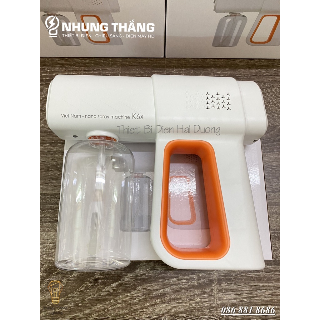 Máy Phun Khử Khuẩn Nano Cồn K6x - Súng Xịt Khử Khuẩn Cầm Tay Cao Cấp - Tích Hợp 6 Đèn UV Diệt 99% Vi Khuẩn