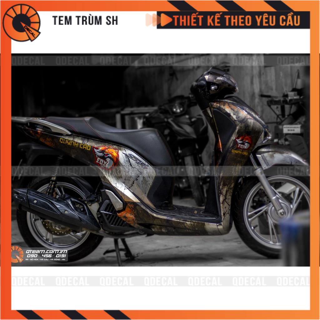 Tem trùm SH decal 3 lớp kiểu gỉ sét cá tính bạc xám thiết kế theo yêu cầu