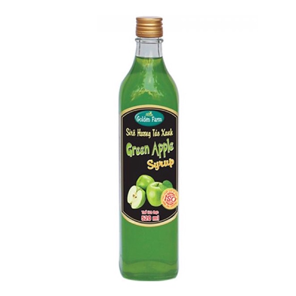 siro golden farm chai thủy tinh 520ml TÁO XANH