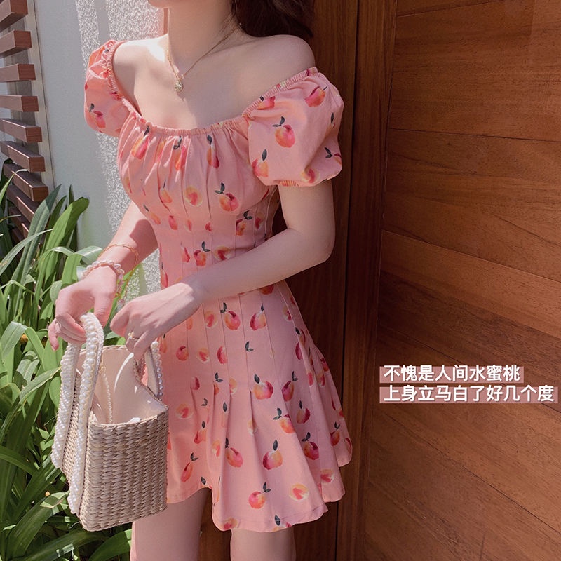 Đầm Tay Phồng Cổ Vuông Xếp Ly Dáng Rộng Thời Trang Xinh Xắn Cho Nữ  tao bao
