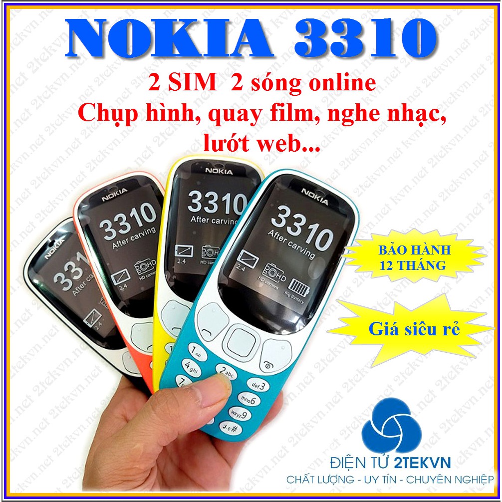 Điện thoại 2 sim Nokia 3310 giá rẻ, bền, đẹp