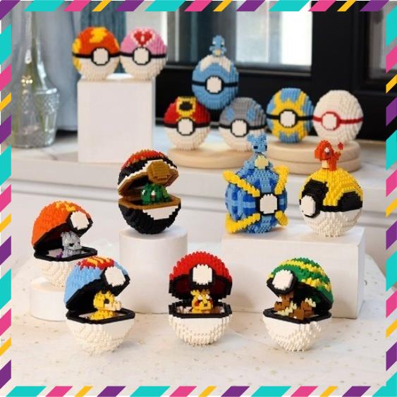 Đồ Chơi Lắp Ráp Quả Cầu Pokemon, Bộ Nhân Vật Đa Dạng Pikachu, Hitokage,  Đồ Chơi Sáng Tạo Cho Bé