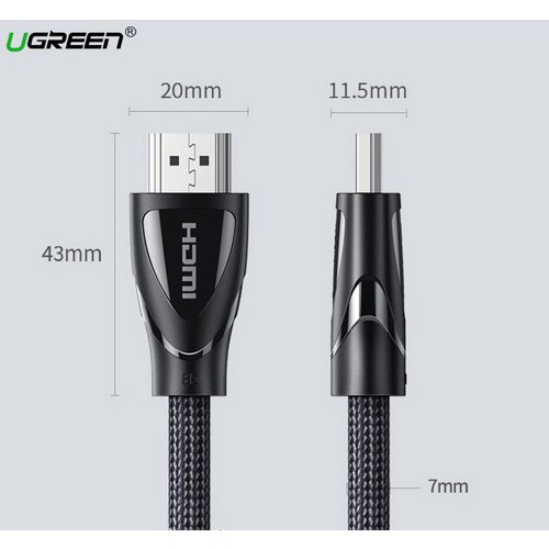 Cáp HDMI 2.1 Ugreen Dài 5m Ultra HD 8K @ 60Hz Ugreen 80405- Hàng chính hãng