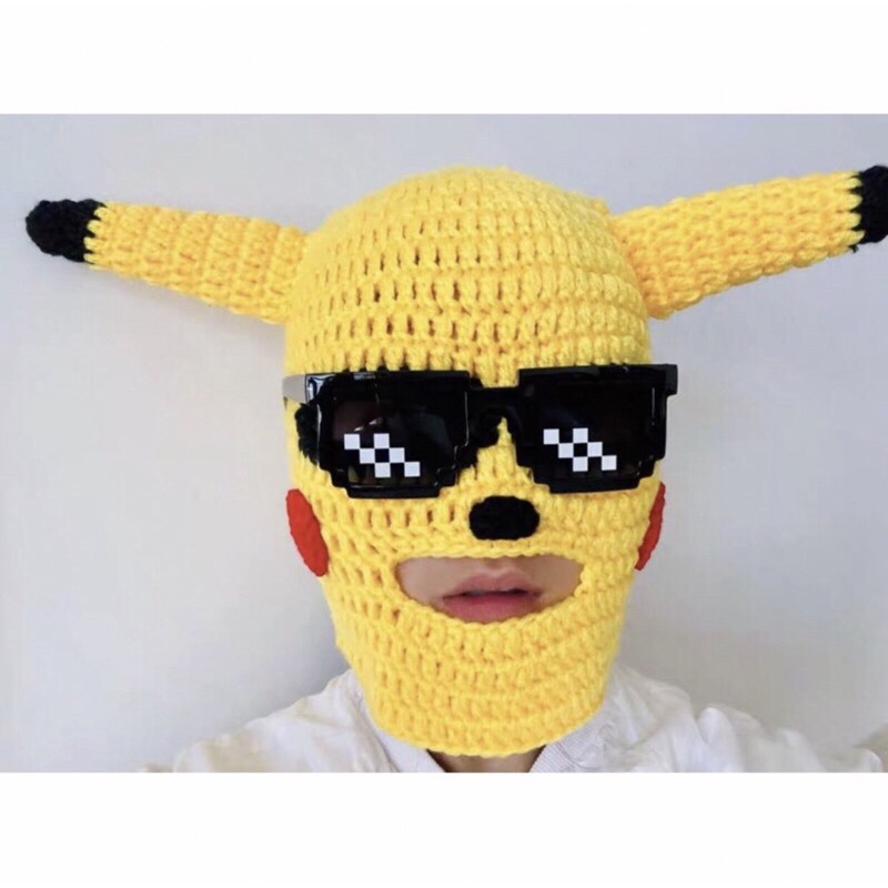 Mũ len Pikachu Trùm đầu Nam Nữ siêu hốt  - Mua 1 Tặng 1