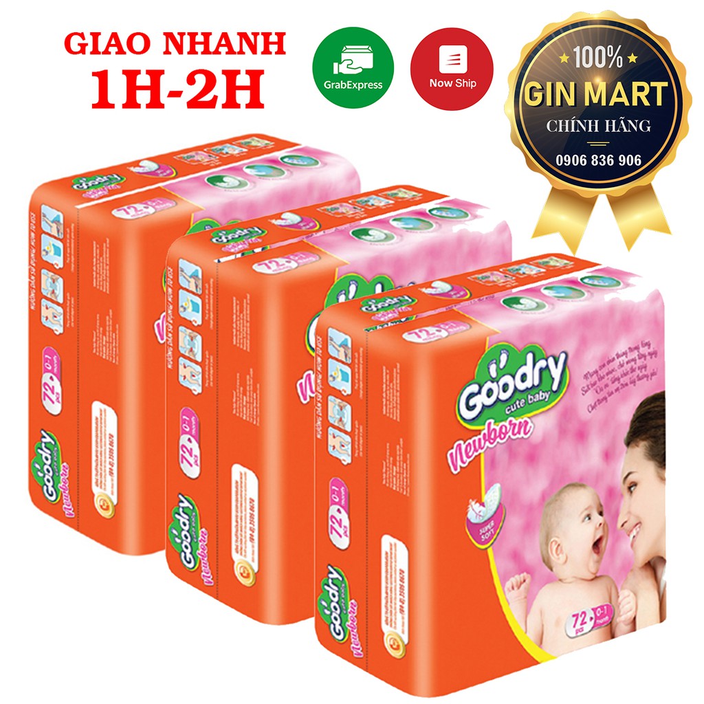 COMBO 3 GÓI MIẾNG LÓT SƠ SINH GOODRY 72 MIẾNG NEWBORN1