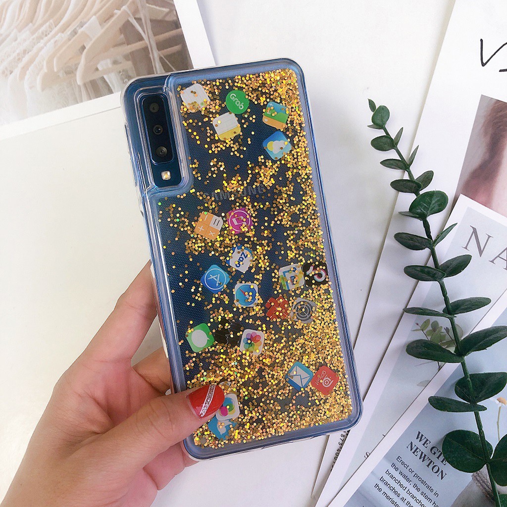 Ốp lưng Samsung S10 plus S8 plus S9 Note 8 Note 9 M20 S8 A70 A10 A50/A50s A7 2018 A9 2018 nhũ icon Ứng dụng