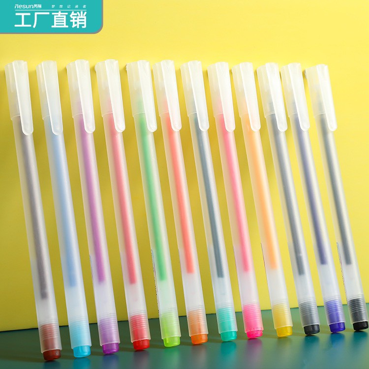 Bút bi màu mực gel Lyanwn Resun bút Muji bản dupe 12 màu ngòi 0.5mm B4