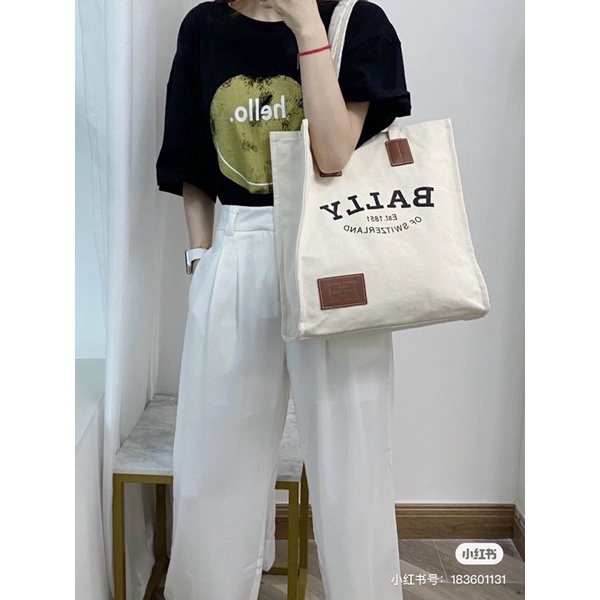 Túi vải tote cho nữ thời trang thương hiệu Bally cao cấp