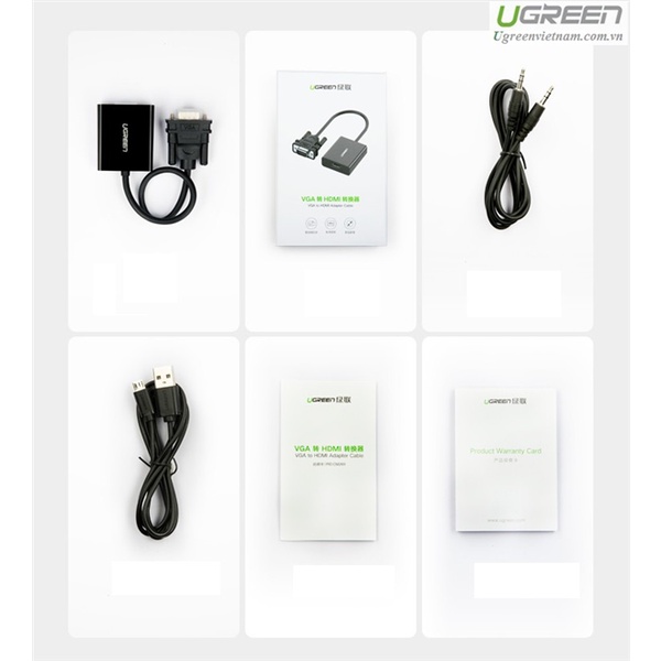 Cáp Chuyển VGA sang HDMI + Audio 3.5mm Ugreen 50945 / 60814 - Hàng chính hãng bảo hành 18 tháng