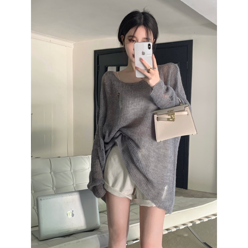 QADCOL Áo Thun Tay Dài Chống Nắng Dáng Rộng Xuyên Thấu Thời Trang Mùa Hè Cho Nữ