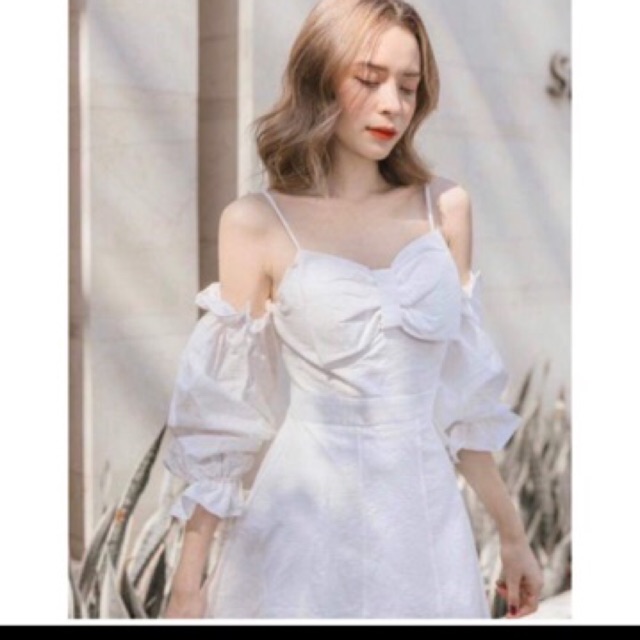 👽ĐẦM Rớt Vai Nơ Ngực ( Có Hình Thật)