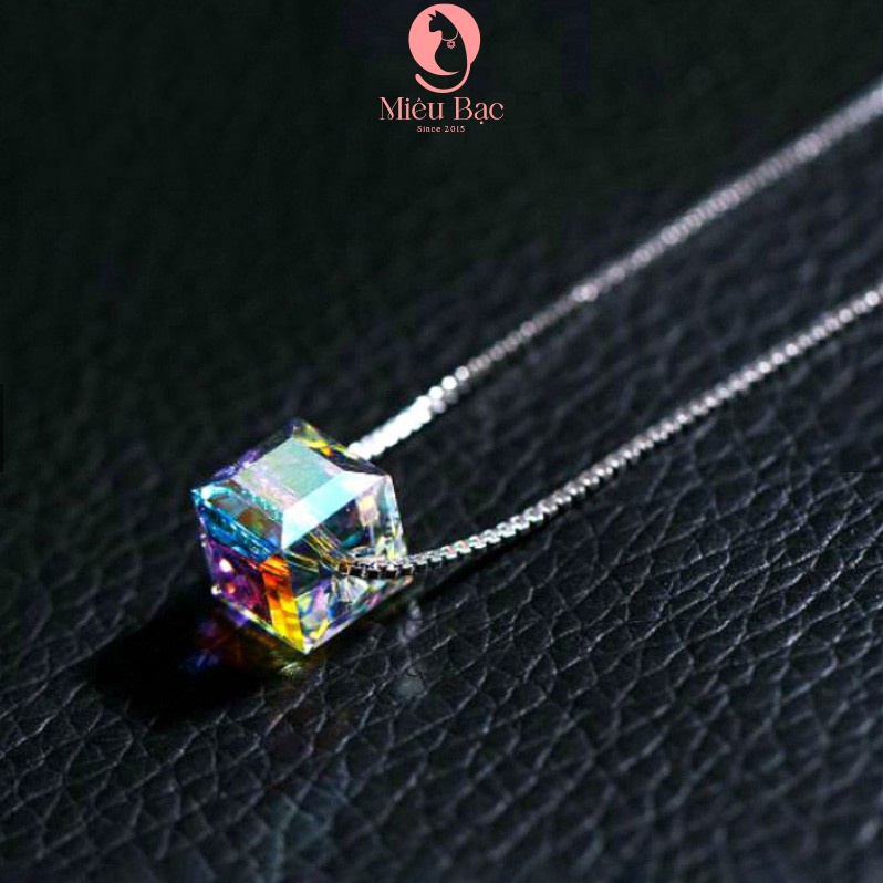 Dây chuyền bạc nữ MIÊU BẠC pha lê lập phương vòng cổ đẹp chất liệu bạc s925 phụ kiện dây chuyền nữ D400126