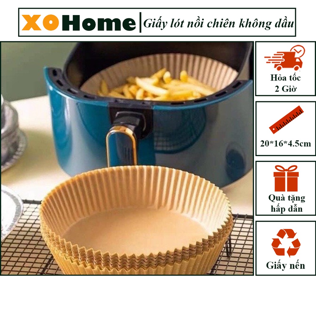 Set 50 Giấy nến lót nồi chiên không dầu 20x16x4.5cm