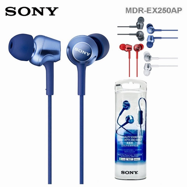 Tai nghe nhét tai SONY MDR-EX250AP có dây 3.5mm tích hợp micro thời trang