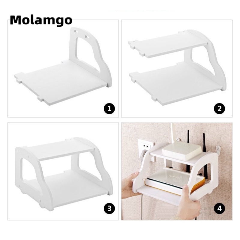 MOLAMGO  Wall Mount Router Rack Bedroom Living Room Electricity è Set Top Box Shelf Storage Bracket Partition Wall Mount Rack